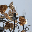 Żyrandol 5-ramienny, złote kwiaty, chromowana na czarno podstawa MW-LIGHT Flora 615011505