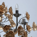 Żyrandol 8-ramienny, złote kwiaty, podstawa czarny chrom MW-LIGHT Flora 615011708