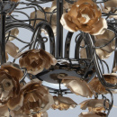 Żyrandol 8-ramienny, złote kwiaty, podstawa czarny chrom MW-LIGHT Flora 615011708