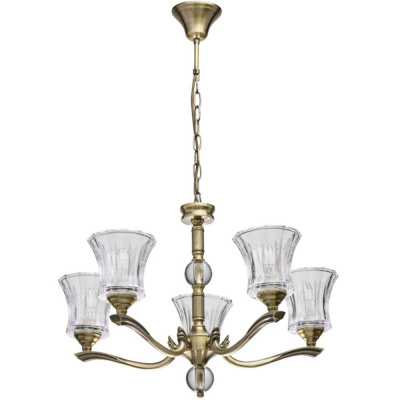 Żyrandol Amanda jasny mosiądz, szklane klosze MW-LIGHT Classic 481013805