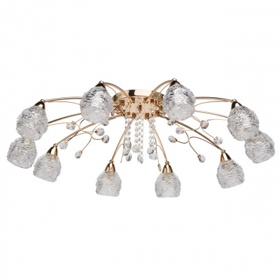 Żyrandol Amelia złoty, kryształki, szklane klosze MW-LIGHT Flora 294016510