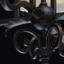 Żyrandol antyczny styl, kuty metal, beżowe abażury Victoria CHIARO Country 401010908