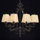Żyrandol antyczny styl, kuty metal, beżowe abażury Victoria CHIARO Country 401010908