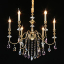 Żyrandol art-deco kolorowe kryształy, mosiądz Consuelo MW-LIGHT Classic 614012806