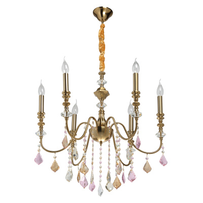 Żyrandol art-deco kolorowe kryształy, mosiądz Consuelo MW-LIGHT Classic 614012806