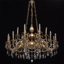Żyrandol bardzo duży na 18 żarówek, mosiądz, topaz CHIARO Classic 491010918