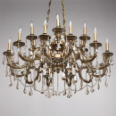 Żyrandol bardzo duży na 18 żarówek, mosiądz, topaz CHIARO Classic 491010918