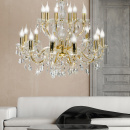 Żyrandol bardzo duży na 18 żarówek, złoty, kryształy Maria Teresa Candellux 30-94615