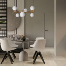 Żyrandol białe kule, okrąg mosiądz Ring Maytoni Modern MOD013PL-06BS