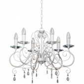 Żyrandol biało-złoty z kryształkami, na 6 żarówek bez kloszy Vitaluce VE1301/6