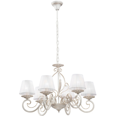 Żyrandol biało-złoty ze stożkowymi abażurami Vitaluce VE2370-0/6