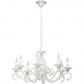 Żyrandol biały z patynowaniem na złoto i odsłoniętymi żarówkami Vitaluce VE1692-0/8