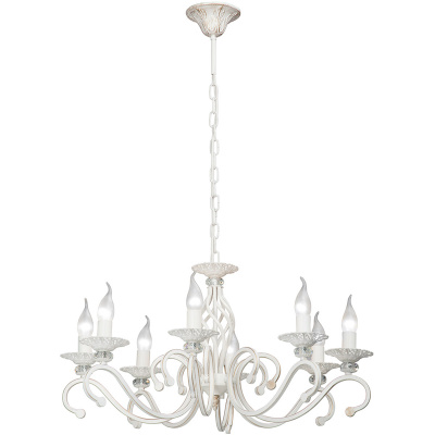 Żyrandol biały z patynowaniem na złoto i odsłoniętymi żarówkami Vitaluce VE1692-0/8