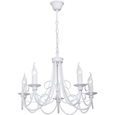 Żyrandol biały, zakrzywione ramiona, 5 żarówek Vitaluce VE3408/5