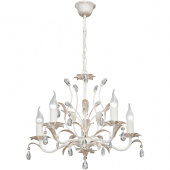 Żyrandol biały ze złotą patyną i kryształkami 5 ramion Vitaluce VE1667-0/5