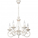 Żyrandol biały ze złotą patyną, tradycyjny, na 5 żarówek świecowych Vitaluce VE3807-0/5