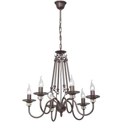Żyrandol brązowy klasyk na 6 żarówek Vitaluce VE1784-8/6