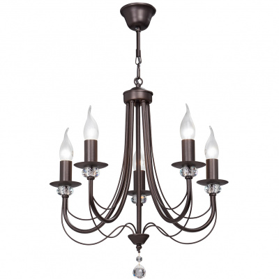 Żyrandol brązowy metal, zakrzywione ramiona, 5 żarówek Vitaluce VE1798-8/5