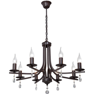 Żyrandol brązowy, osiem ramion, na żarówki świecowe Vitaluce VE3806-7/8