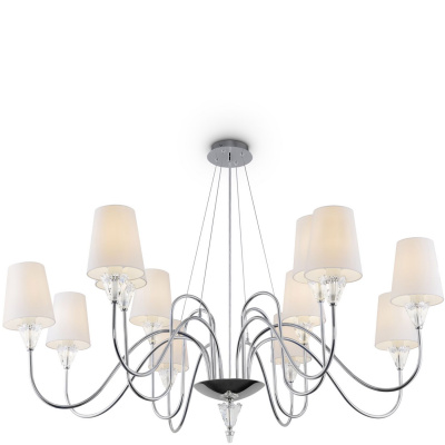 Żyrandol chromowany z 12 białymi abażurami Florero Maytoni MOD078PL-12CH