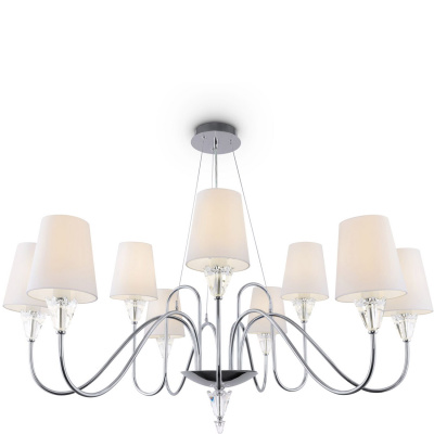 Żyrandol chromowany z białymi abażurami Florero Maytoni MOD078PL-09CH