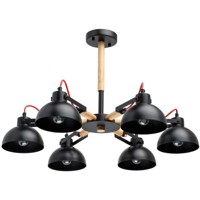 Żyrandol czarne klosze i drewno MW-Light Megapolis 693010706