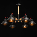 Żyrandol czarne klosze i drewno MW-Light Megapolis 693010706