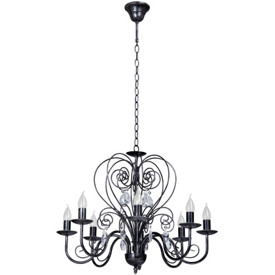 Żyrandol czarny, posrebrzany, z kryształkami, na 8 żarówek Vitaluce VE1179/8