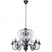 Żyrandol czarny, posrebrzany, z kryształkami, na 8 żarówek Vitaluce VE1179/8