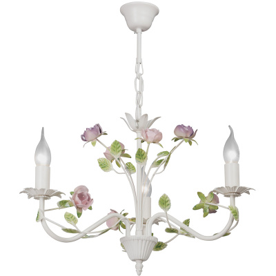 Żyrandol do kwiaciarni beżowy z kolorowymi kwiatami Vitaluce VE1184-0/3