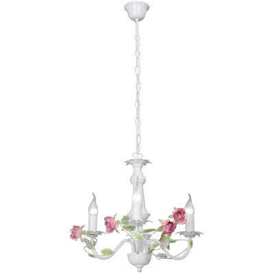 Żyrandol do kwiaciarni z różowymi kwiatami i zielonymi liśćmi Vitaluce VE1276/3