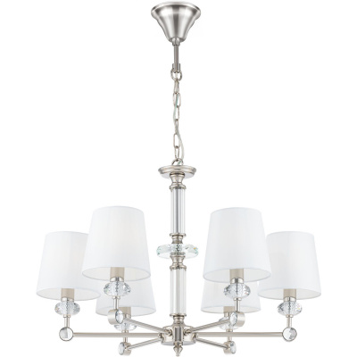 Żyrandol do salonu ze stali nierdzewnej, szklane detale Riverside Maytoni MOD018PL-06CH