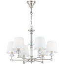 Żyrandol do salonu ze stali nierdzewnej, szklane detale Riverside Maytoni MOD018PL-06CH