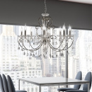 Żyrandol duży, chromowany z kryształkami, na 8 żarówek Aurora Candellux 38-97579