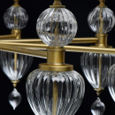 Żyrandol duży, kolor mosiądz, białe klosze, szklane ozdoby Odelia CHIARO Classic 619011408