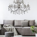 Żyrandol duży na 15 żarówek, chromowany z kryształami Aurora Candellux 30-97586