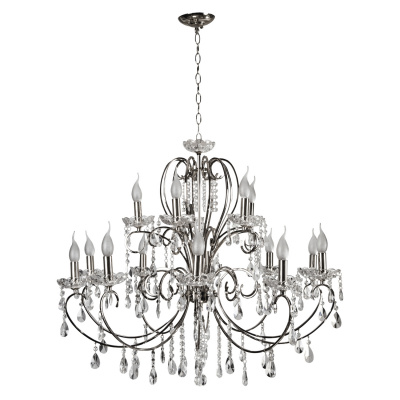 Żyrandol duży na 15 żarówek, chromowany z kryształami Aurora Candellux 30-97586