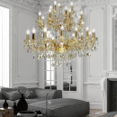 Żyrandol duży na 28 żarówek, złoty, kryształy ozdobne Maria Teresa Candellux 30-94622