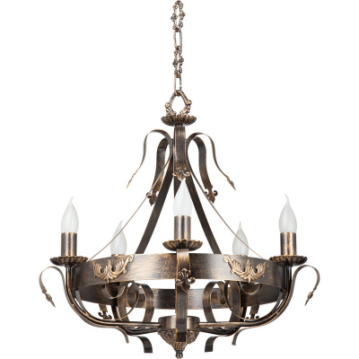 Żyrandol duży w stylu Country, kuty, brąz i patyna, na 5 żarówek Vitaluce VE1350/5