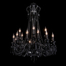 Żyrandol gotycki czarny na 18 żarówek, szklane ramiona CHIARO Classic 313010818