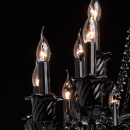 Żyrandol gotycki czarny na 18 żarówek, szklane ramiona CHIARO Classic 313010818