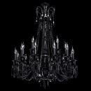 Żyrandol gotycki czarny na 18 żarówek, szklane ramiona CHIARO Classic 313010818