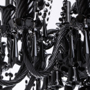 Żyrandol gotycki czarny na 18 żarówek, szklane ramiona CHIARO Classic 313010818