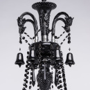 Żyrandol gotycki czarny na 18 żarówek, szklane ramiona CHIARO Classic 313010818