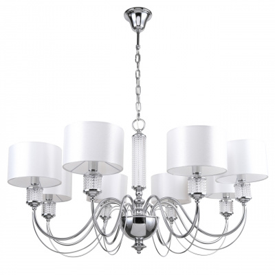 Żyrandol jasny, duży, białe klosze, na 8 żarówek Ontario MW-LIGHT Elegance 692011308