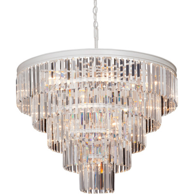 Żyrandol kryształowy, biały z dużymi, sztabkowymi kryształami Vitaluce VE1806-0/8+4+4+1