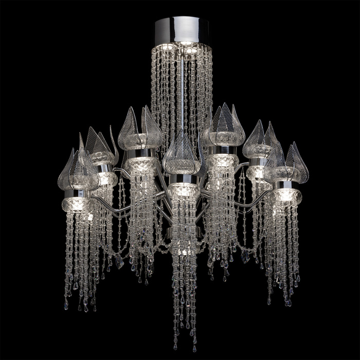 Żyrandol kryształowy Lotos w wodospadzie CHIARO LED