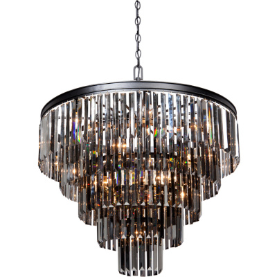 Żyrandol kryształowy z czarnymi, sztabkowymi kryształami Vitaluce VE1806-1/8+4+4+1
