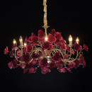 Żyrandol kwiatowy - czerwone róże, perłowo-złota podstawa MW-LIGHT Flora 615011808
