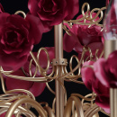 Żyrandol kwiatowy - czerwone róże, perłowo-złota podstawa MW-LIGHT Flora 615011808